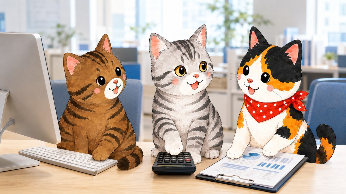 AIバイトの猫3匹
